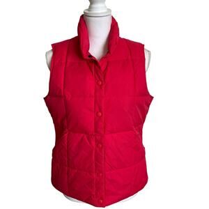 Lands End Puffer Down Vest Women's Size M Medium Pink Zip Pockets Gorpcore